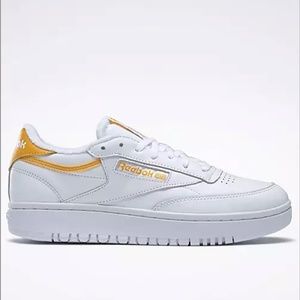 Reebok Club C Double sneakers in white with yellow details